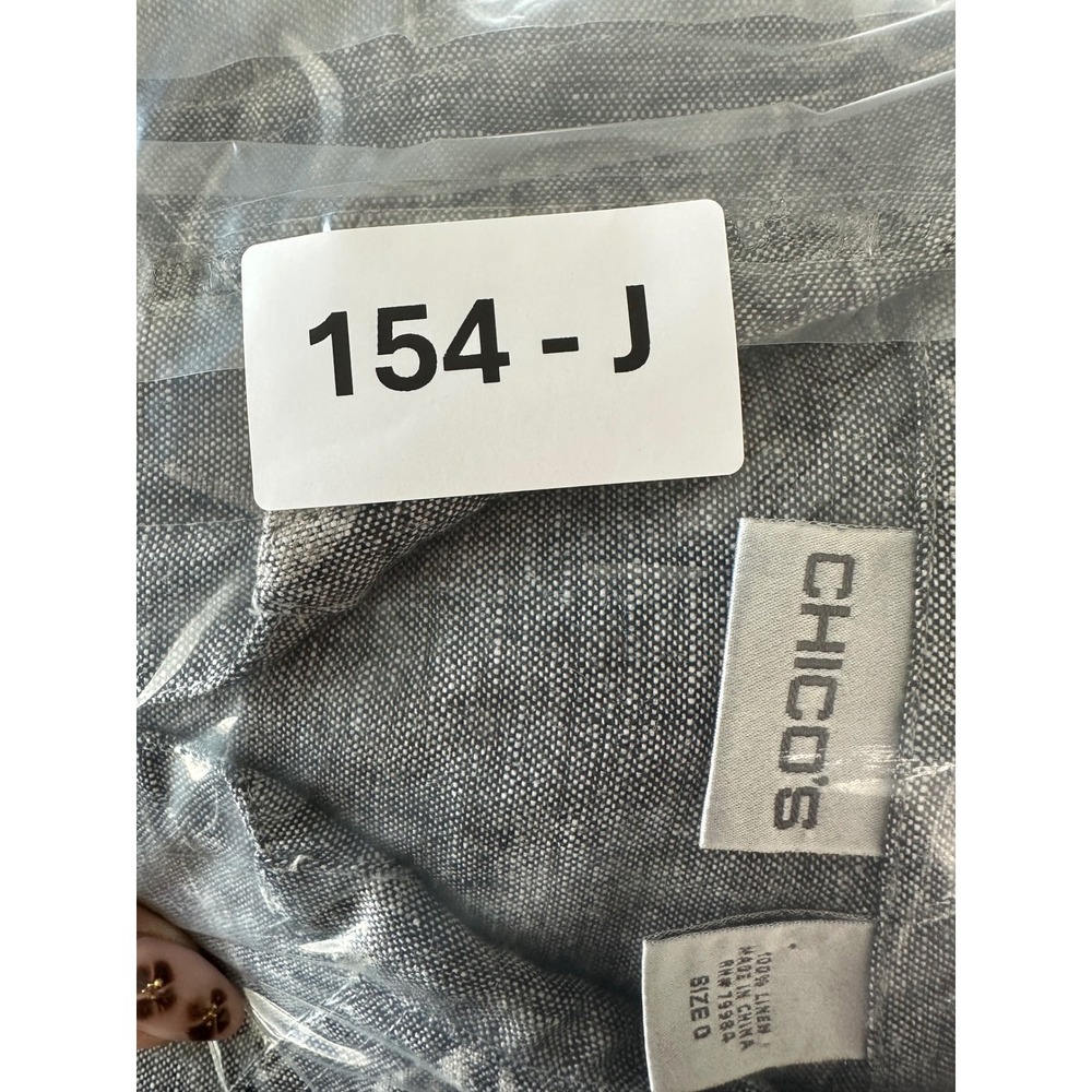 Chicos Women's Size 0 Gray Linen Button Up Shirt Jacket Top 3/4 Sleeve - Picture 6 of 6